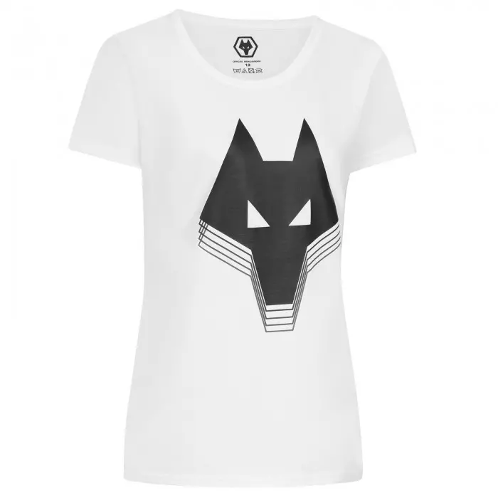 Wolverhampton Wanderers Store | Shop Official Wolf Head T-Shirt – White – Women Wolves Gear